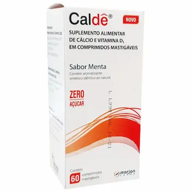 Suplemento Alimentar de Cálcio e Vitamina D Caldê Sabor Menta Mastigáveis 60 Comprimidos